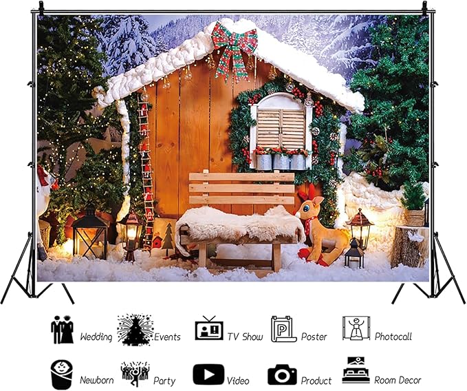 Baocicco 15x10ft Merry Christma Photography Background Xmas Tree Gingerbread House Photo Backdrop for Winter Festival Holiday Party Supplies Decorations Boys Girls Room Decors Cake Table Banner
