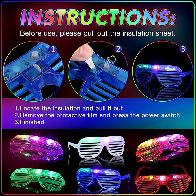 54 Pieces Neon Party Supplies Glow in The Dark Parties Supplies 18 Pcs Neon Gangster Party Hats 18 Pcs Light up Glasses with Colorful Feather Boas for Mardi Gras Carnival Hora Loca 80's Raves
