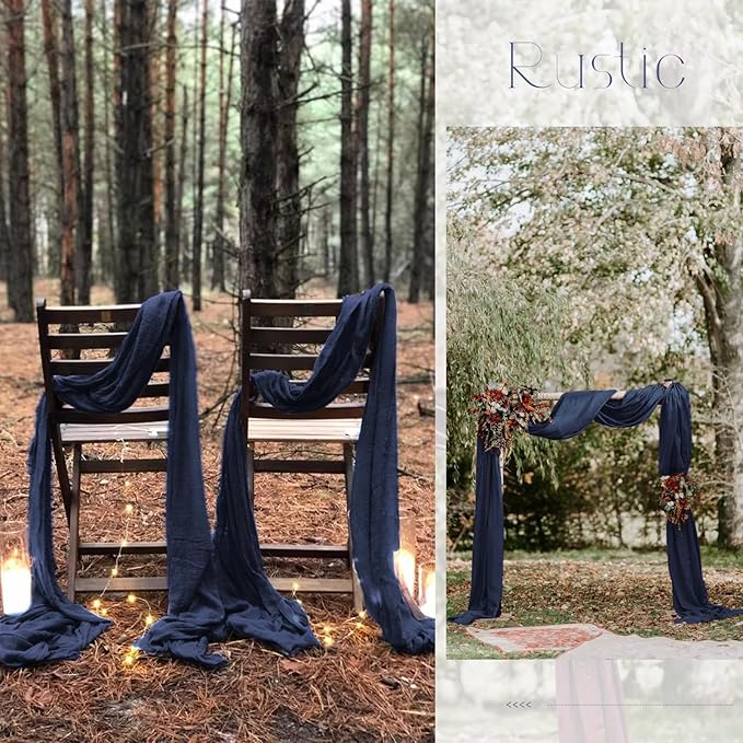 30 Pack Navy Blue Table Runner 10Ft Cheesecloth Table Runner Boho Gauze Table Runners Romantic Long Cheese Cloth Sheer Fabric Table Runners for Wedding Party Bridal Shower