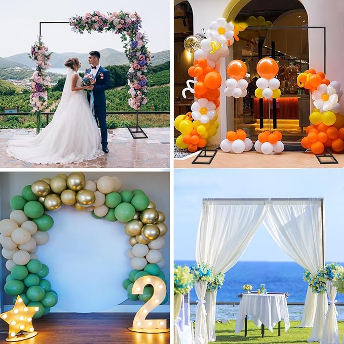 8.2FT Black Metal Wedding Arches for Ceremony Square Balloon Arch Stand Rectangular Backdrop Stand for Anniversary Birthday Party Bridal Shower Home Indoor Outdoor Decoration