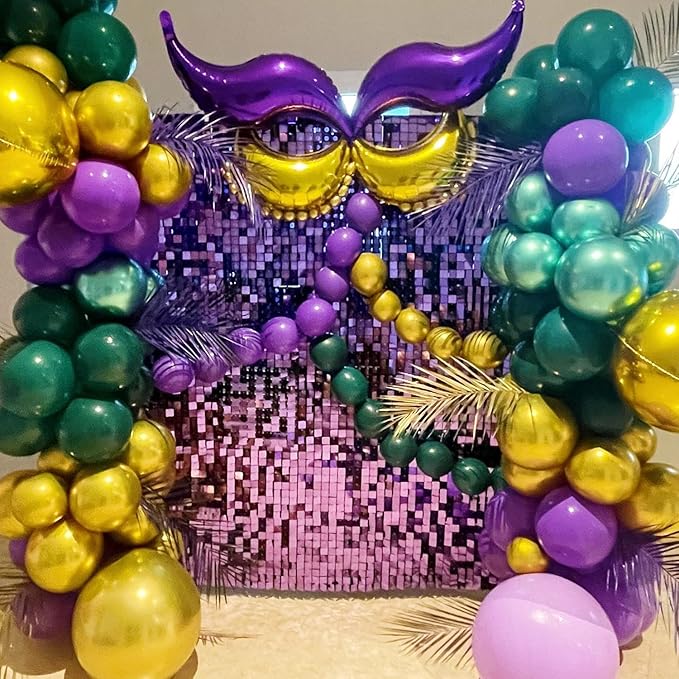 COKAOBE Purple Shimmer Wall Backdrop, 24PCS Square Sequin Shimmer Backdrop Panel, Photo Backdrops for Birthday, Anniversary, Wedding, Graduation & Bachelorette Party Decoration