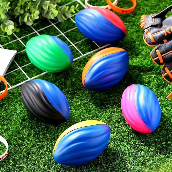 Jerify 30 Pack Mini Footballs Bulk 5 Inch Spiral Foam Football Small Soft Sports Toy for Indoor Outdoor Kids Football Play Game Foot Ball Party Supplies(Bright Color)