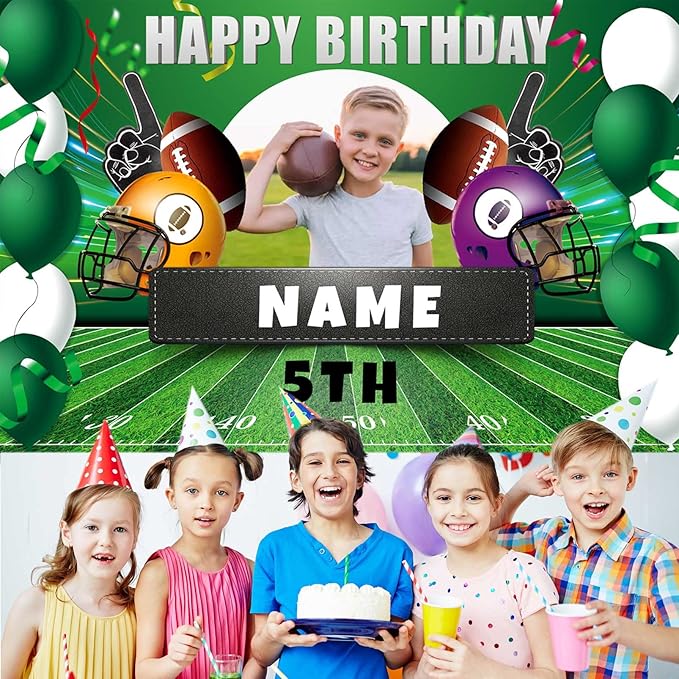 Custom Football Sports Happy Birthday Party Decorations Supplies Personalized Football Sports Birthday Backdrop Banner(6x9ft)
