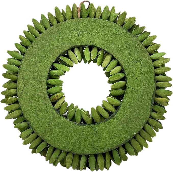 Galt International 18” Natural Woodchip Rose Autumn Wreath Intricate Front Door Christmas Wreath Beautiful Indoor & Outdoor Front Door Wreath for Fall Harvest Autumn Rustic Farm Home Decor (Green)
