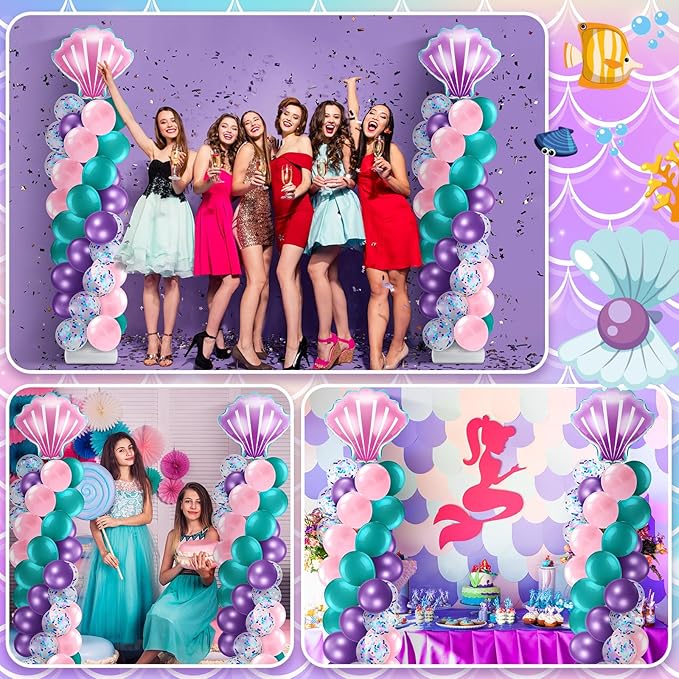 Kasyat 2 Set Mermaid Balloon Column Stand Kit Adjustable Mermaid Balloon arch kit for Wedding Baby Shower Birthday Party decoration Supplies