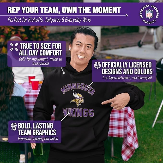 Team Fan Apparel NFL Adult Gameday Hooded Sweatshirt - Poly Fleece Cotton Blend - Stay Warm and Represent Your Team in Style