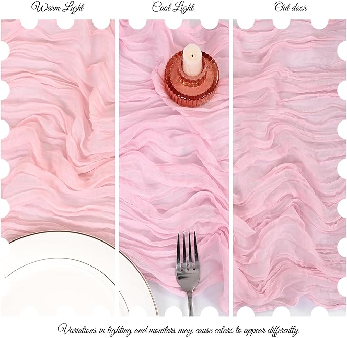25 Pack Light Pink Cheesecloth Table Runner 17 x 108 Inch Fall Thanksgiving Boho Rustic Farmhouse Gauze Cheese Cloth Runner for Wedding Party Baby Shower Home Decor Holiday Decorations