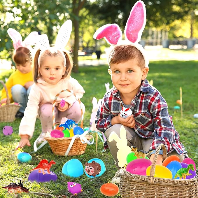 modun 318 pcs Bulk Easter Eggs with Toys inside filled Easter Eggs Easter Basket Stuffers Easter Egg Hunt Easter Party Favors Easter Egg Fillers for Kids Toddlers Boys Girls 100 pack