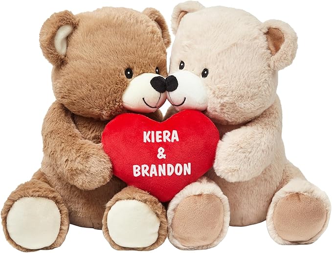 Let's Make Memories Personalized Kissy Plush Bears for Couples or Kids - Valentines Day - for Him - for Her - Romantic Stuffed Animals - Love - Amor - Te Amo - I Love You - Teddy Bears
