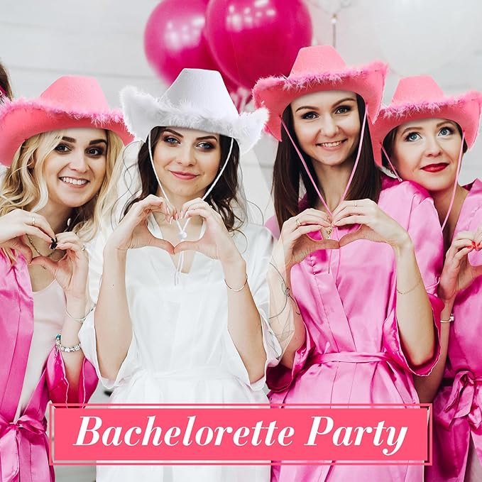 Unittype 12 Pcs Women Cowgirl Cowboy Hats Bachelorette Cowboy Hats for Bridal Shower Wedding Engagement Halloween Cosplay