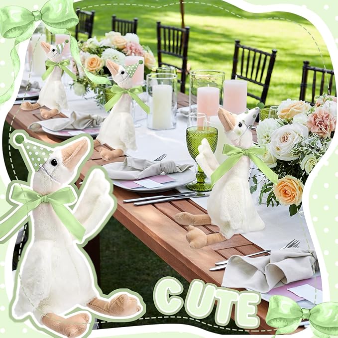 Silly Goose Party Supplies Plush Animal and Mini Birthday Party Hats with Ribbon Bow for Christmas Birthday Gift