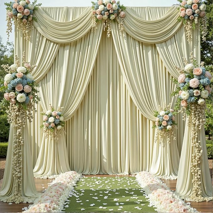 30ft x 10ft Wrinkle Free Sage Green Backdrop Curtains for Parties Weddings, 6 Panels 5×10ft Soft Silk Polyester Photo Backdrop Drapes for Birthday Baby Shower Photo Photography Background Cloth