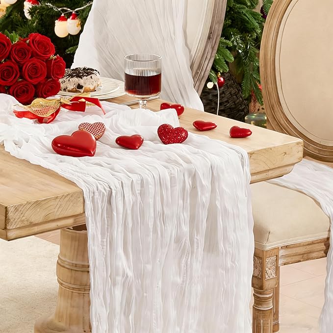 12 Pack Cheesecloth Table Runner 120 Inch Boho Rustic Gauze 10 FT White Cheese Cloths Table Runners Decorations for Spring Summer Birthday Party Baby Shower Wedding Holiday Home Decor