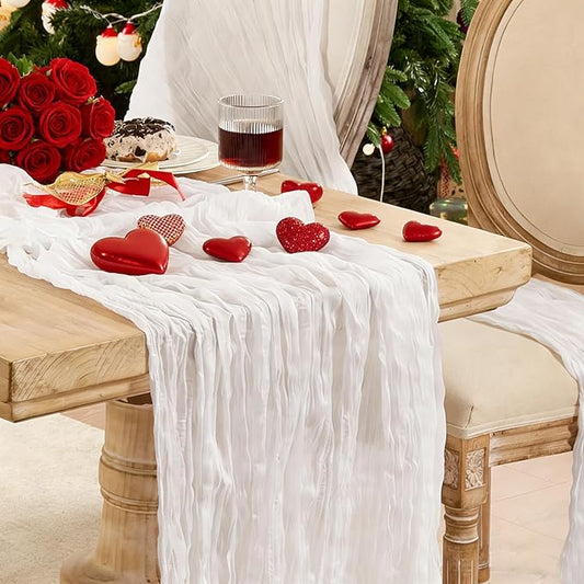 12 Pack Cheesecloth Table Runner 120 Inch Boho Rustic Gauze 10 FT White Cheese Cloths Table Runners Decorations for Spring Summer Birthday Party Baby Shower Wedding Holiday Home Decor