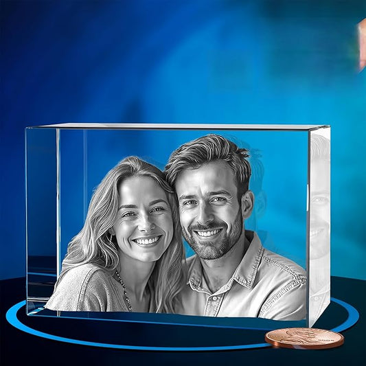 ArtPix 3D Crystal Photo, Valentines Day Personalized Gifts for Women, Wife, Men, Her, Him, Great V-Day Custom Gift With Your Own Photo, Customized Glass 3D Laser Etched Picture Wedding