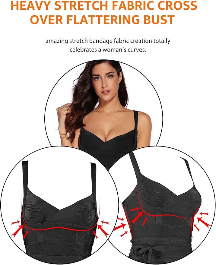 meilun Womens Rayon Belt Detail Bandage Bodycon Party Dress