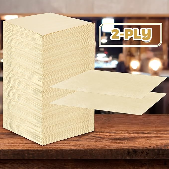 Henoyso 1000 Pack 2 Ply Brown Cocktail Napkins Bulk 9.8'' x 9.8'' Disposable Bamboo Dinner Beverage Paper Napkins for Wedding Bar Party Birthday Cocktail Holiday Elegant Restaurant Event