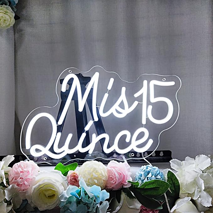 Mis Quince Neon Sign for Wall Decor,Happy Birthday Neon Signs for Bedroom Wall with Dimmable Switch for Any Age Children's Room, Bar, Party, Christmas, Wedding Decoration,SIGNVIA,40 * 25cm