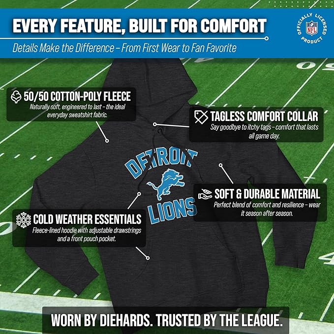 Team Fan Apparel NFL Adult Gameday Hooded Sweatshirt - Poly Fleece Cotton Blend - Stay Warm and Represent Your Team in Style