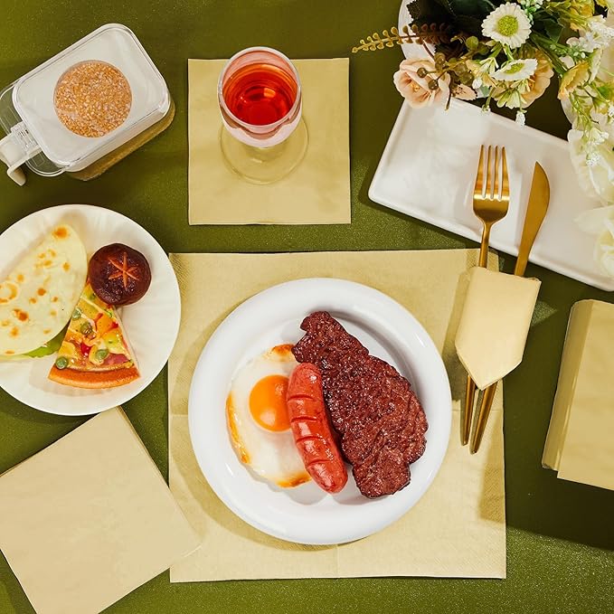 Henoyso 1000 Pack 2 Ply Brown Cocktail Napkins Bulk 9.8'' x 9.8'' Disposable Bamboo Dinner Beverage Paper Napkins for Wedding Bar Party Birthday Cocktail Holiday Elegant Restaurant Event