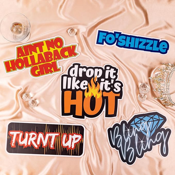 (2000's Pack) Elevate Your Photo Booth Experience with Durable & Waterproof Photo booth Props - Perfect for Weddings, Birthdays, & Photo Booth Businesses - PVC Foamboard Photo Props -10 pieces per Set