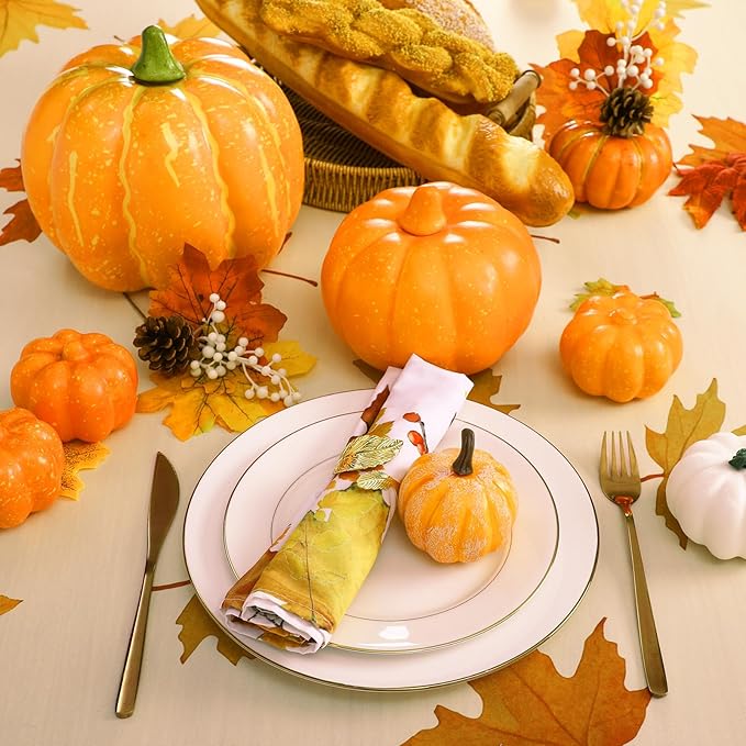 Oudain 2 Pcs Thanksgiving Stretch Table Cover 6 Feet Fall Orange Pumpkin Spandex Table Clothes Autumn Maple Leaf Acorn Party Decorations for Holiday Party Celebration Picnic Dinner Decor