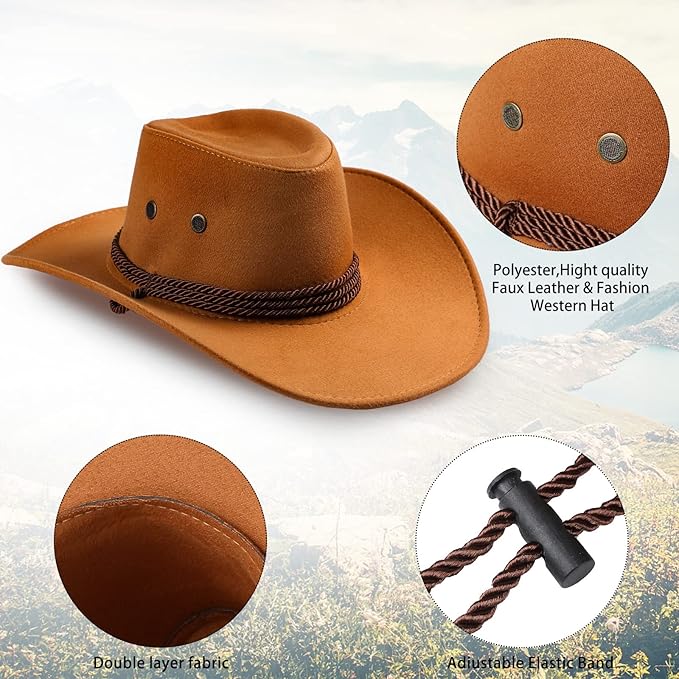 Zhanmai 12 Pcs Cowboy Hat and Bandana Cowboy Cowgirl Hats Bulk Western Party Costume Halloween Accessory