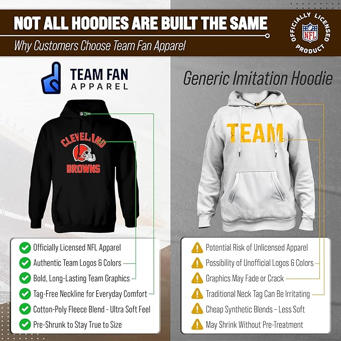 Team Fan Apparel NFL Adult Gameday Hooded Sweatshirt - Poly Fleece Cotton Blend - Stay Warm and Represent Your Team in Style
