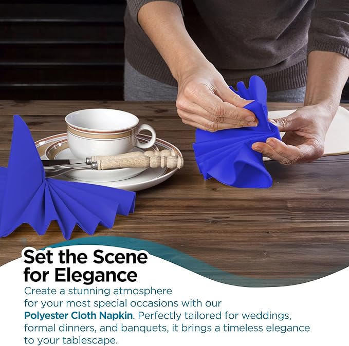 Polyester Cloth Napkins - Washable Soft Table Linens - Durable & Elegant for Dining, Restaurants, Weddings, Events, Rentals, Banquets, & Parties - Premium Quality Set of 100, Royal Blue, 20"x20"
