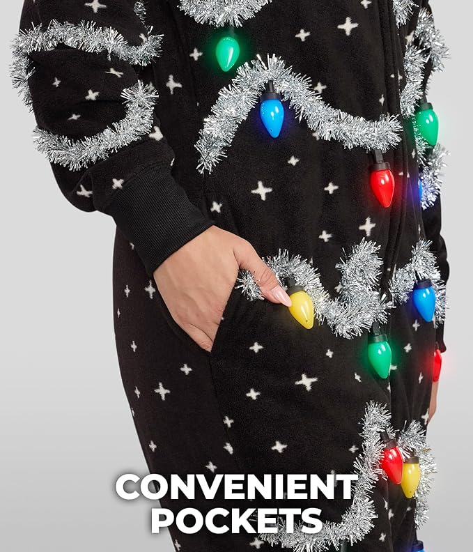 Tipsy Elves Christmas Onesies for Adults - Comfy Unisex Matching Holiday Jumpsuits with Convenient Pockets