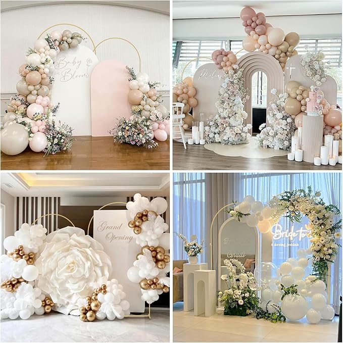 Babenest Gold Arch Backdrop Stand Set of 2, 6.6FT/7.2FT Metal Arch Wedding Stand, Balloon Arch Frame for Ceremony Birthday Party Bridal Baby Shower Banquet Decoration (7.2FTx4FT,6.6FTx3FT)