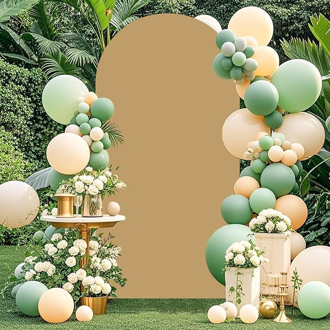 Backdrop Arch Stand with Cover 7.2FT Wedding Arch Stand and Brown Arch Cover Set Metal Arched Frame Stands Balloon Arch Backdrop Stands Covers for Birthday Party Bridal Shower Ceremony Banquet Decor