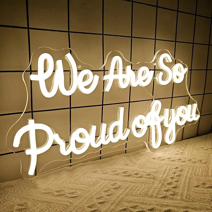 We Are So Proud Of You Neon Sign Dimmable 2025 Graduation Decorations Led Wall Decor Graduation Party Light Up Sign Going Away Party Neon Lights Welcome Home Led Sign