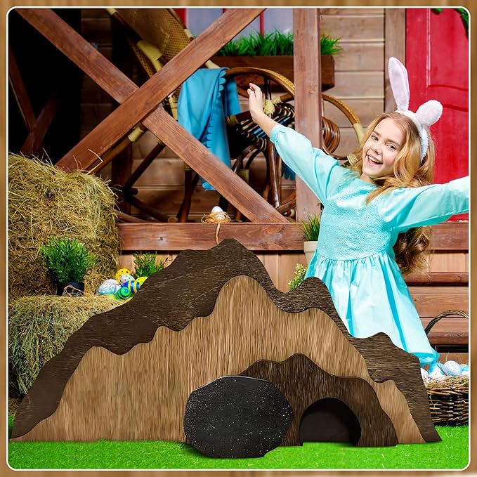 3.94 ft Empty Tomb Decoration Easter Scene with Rock Roll Away Cardboard Cutout Religious Resurrection Scene Display Standup Photo Prop for Easter Party Church Christian Celebrations Decor