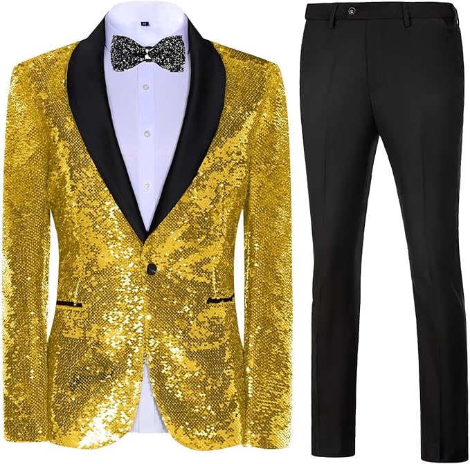 High-End Suits Sequins Men Tuxedo Sparkly Shawl Lapel Homecoming Suit Glitter 2 Pieces Party Prom Festival Blazer Pants