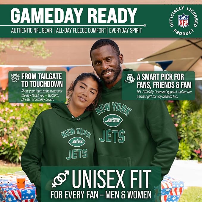 Team Fan Apparel NFL Adult Gameday Hooded Sweatshirt - Poly Fleece Cotton Blend - Stay Warm and Represent Your Team in Style