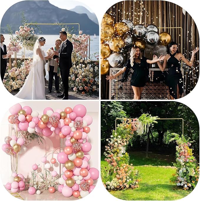 6.6FTx6.6FT Square Backdrop Stand, Gold Wedding Arch Backdrop Stand, Metal Heavy Duty Balloon Arch Stand Frame for Wedding Party Birthday Baby Shower Decoration Anniversaries (gold, 6.6FT*6.6FT)