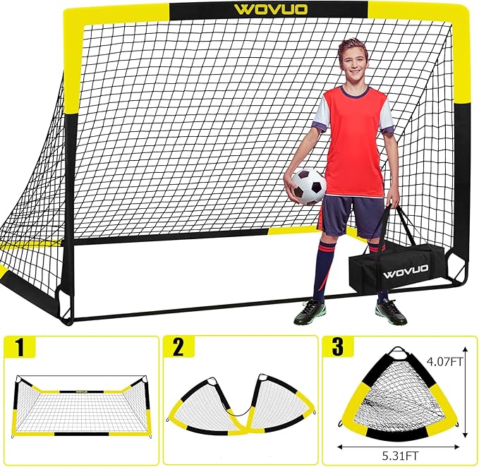 Kids Soccer Goals for Backyard Set of 2, 6x4 ft Portable Toddler Soccer Goal Training Equipment with Soccer Target, Ball, Cones, Soccer Net for Kids Age 3-5 6-8 8-12 10-12-14 Outdoor Sports Games Gift