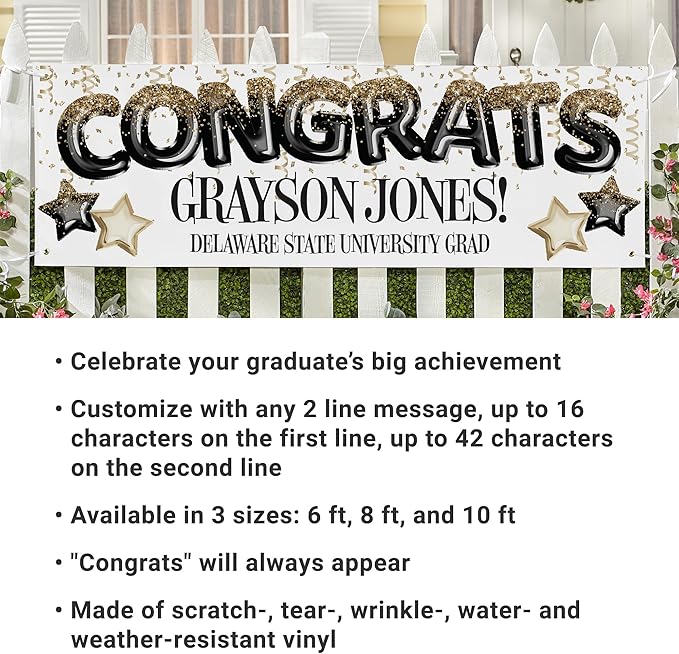Let's Make Memories Personalized Graduation Banner - Graduation Party Decorations - Customized Congratulations Photo Banner - Class of 2025 - Indoor/Outdoor Vinyl - Fly High - 10 ft.