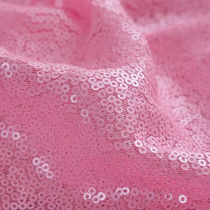 Pink Sequin Backdrop Curtain - 4PCS (2FTx8FT) Glitter Photo Background for Wedding, Christmas, Party, Baby Shower & Stage Decorations (Pink, 2x8ft 4 Panels)