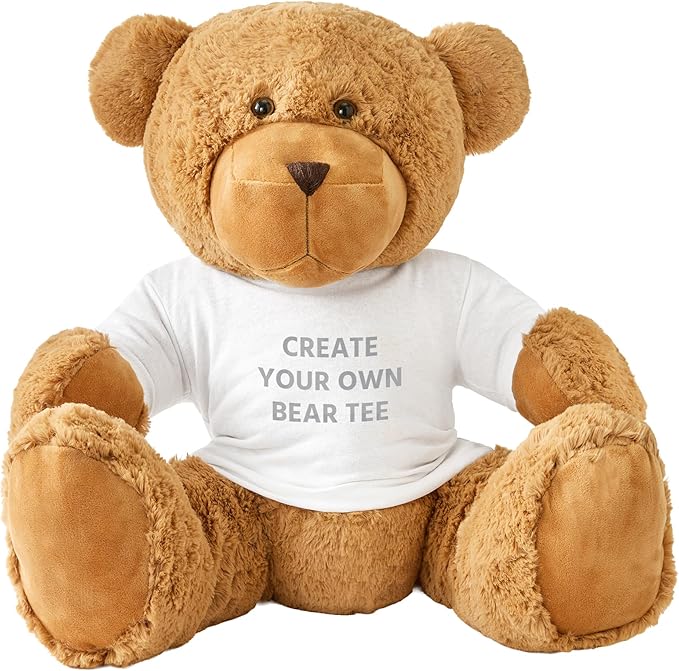 Let's Make Memories Personalized Teddy Bear Gram - Plush Stuffed Animal with Custom Tshirt - Birthday, Valentines Day - Create Your Own Message T-Shirt Bear - Oversized