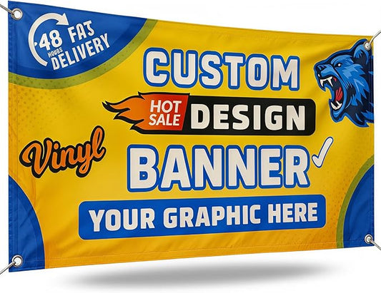 Custom Vinyl Banner by - My Happy Customized Gifts - Personalized customizable full color design banners signs printing for indoor outdoor events retail birthday (20x4)