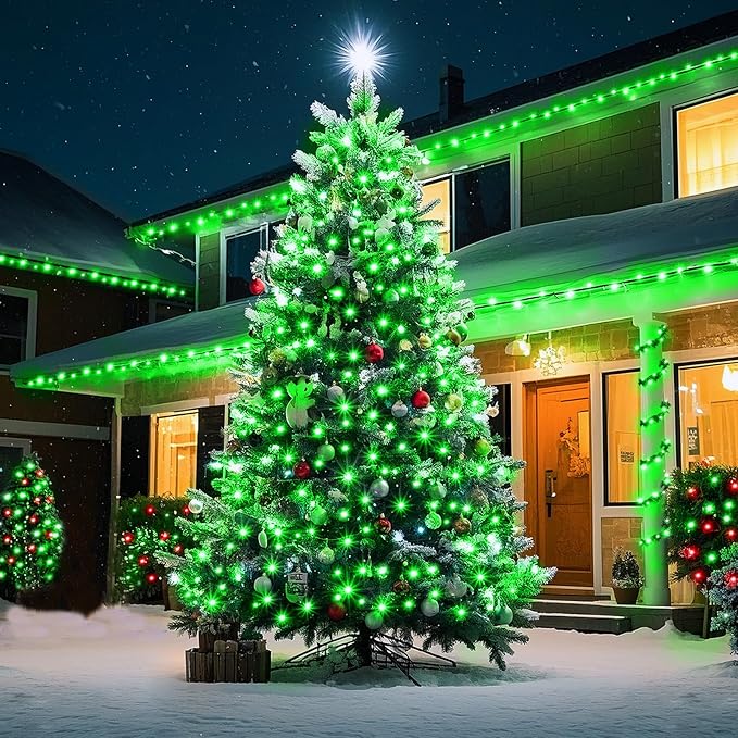 KNONEW 403ft 1000 LED Christmas String Lights Outdoor 8 Modes & Timer Fairy Light Plug in Waterproof LED Fairy Lights for Xmas Yard Tree Wedding Party Holiday Decorations (Green)