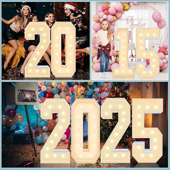 4FT Marquee Numbers 0 Sign,Large Light Up Numbers Party Decoration - Hook and Loop Fastener,No Tools Easy Setup, Corrugated Plastic for Birthdays Weddings Baby Anniversaries(Numbers 0)