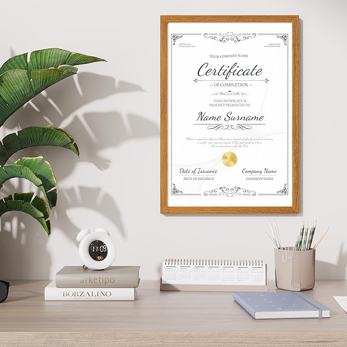 Axeman 13x19 Poster Frame - Solid Teak Wood 13x19 Picture Frame With Mat for 11x17, 13''x19'' Wood Frame, Tempered Glass Home Decor Hanging Frame, Natural Teak