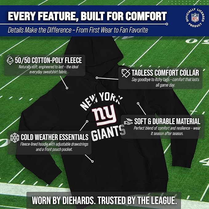 Team Fan Apparel NFL Adult Gameday Hooded Sweatshirt - Poly Fleece Cotton Blend - Stay Warm and Represent Your Team in Style