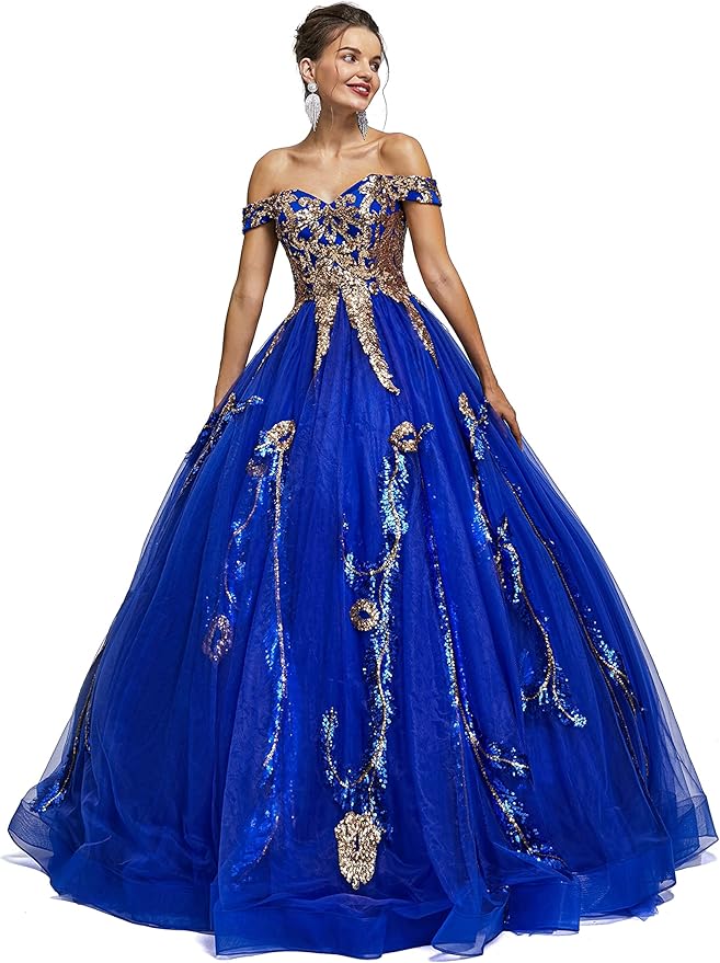Engerla Women's Beading Sweetheart Ball Gown Tulle Layed Long Quinceanera Dress