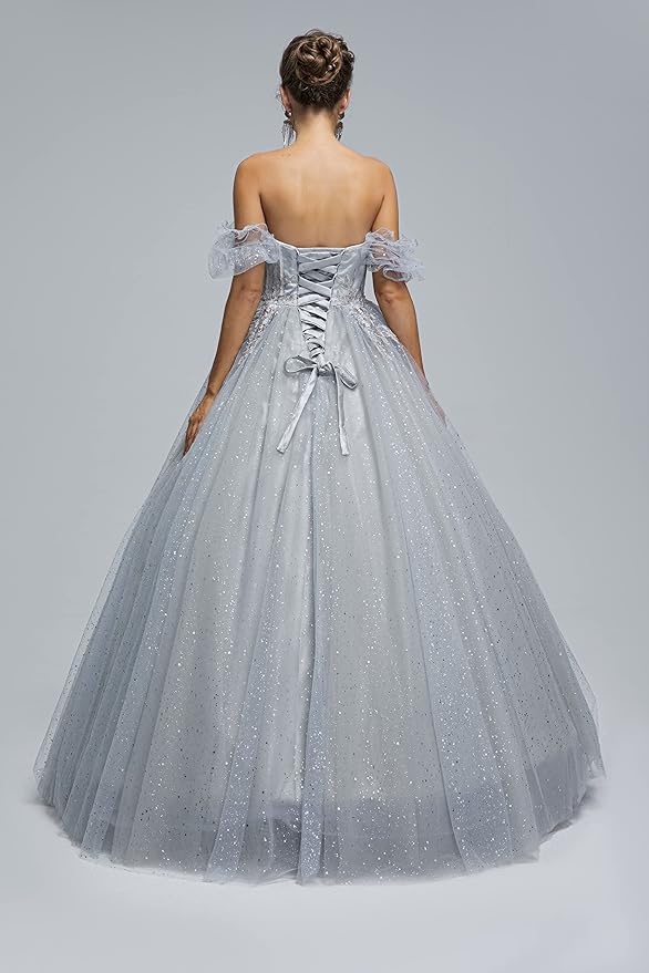 Engerla Women's Beading Sweetheart Ball Gown Tulle Layed Long Quinceanera Dress