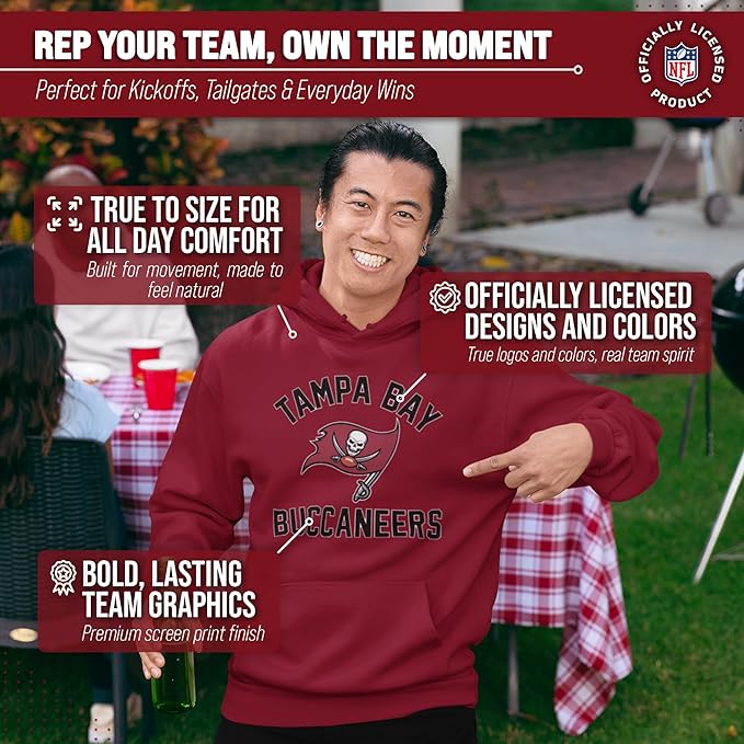 Team Fan Apparel NFL Adult Gameday Hooded Sweatshirt - Poly Fleece Cotton Blend - Stay Warm and Represent Your Team in Style