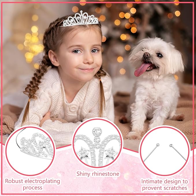 Jexine 96 PCS Tiara Bulk for Girl Princess Tiaras Crowns Rhinestone Crown Party Accessories Crystal Tiaras Headband for Girl